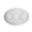 Seleniet Edelsteen Met Drievoudig Godin Symbool 5 x 4 x 1,5 cm