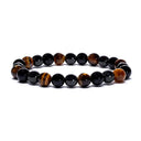 Edelsteenarmband Elastisch Met Kralen 8 Mm Hematiet Obsidiaan Tijgeroog
