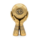 Ornament Met Alziend Oog En Handen Goudkleurig 12.5x7.5x22 cm