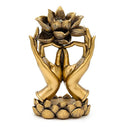 Ornament Handen Met Lotus Goudkleurig 14.5x9.6x24.8 cm