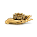 Theelichthouder Lotus Hand Goudkleurig 16.1x8.1x5.5 cm