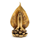 Ornament Biddende Handen Met Bodhiblad Goudkleurig 15x11.5x26 cm