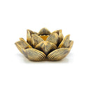Theelichthouder Lotus Goudkleurig Polyresine 11.5x11x4.8 Cm