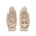 Boeddha Reliëfs In Namaste Mudra Handen Zandkleur 21 cm