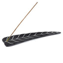 Wierookbrander Bladvorm Zwart Gepolijst Zeepsteen 25 x 6,5 cm