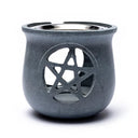 Wierookbrander Pentagram Zeepsteen Grijs Met RVS Zeef 8 cm
