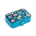Sieraden- En Tarotdoosje Bloemen Fluweel Blauw 11x15,5x5 cm
