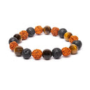 Armband Rudraksha Zaden Tijgeroog Lavasteen 10 mm