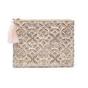 Etui Fluweel Met Bloem Des Levens Beige Goud 20x15 cm