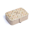 Sieraden Tarotdoosje Fluweel Beige Goud Bloem Des Levens 11x15,5x5 cm