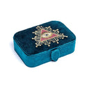 Sieraden Tarotdoos Fluweel Petrol Met Tarot Oog 20x15x9 cm