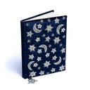 Notitieboek Fluweel Maan En Sterren Donkerblauw 20x15 cm