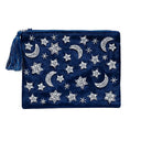 Etui Fluweel Maan En Sterren Donkerblauw 20x15 cm