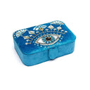 Sieraden- En Tarotdoos Fluweel Blauw Met Alziend Oog 11x15,5x5 Cm