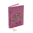 Notitieboek Fluweel Met Regenboog Borduurwerk Paars 20x15 cm