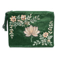 Etui Fluweel Met Lotus Borduurwerk Groen 20x15 cm