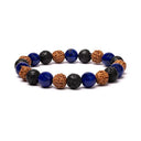 Elastische Armband Van Sodaliet Lavasteen En Rudraksha 10mm