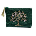 Etui Fluweel Groen Met Levensboom En Harten 20x15 cm