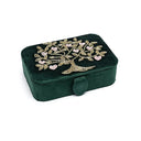 Sieraden- En Tarotdoos Fluweel Groen Met Levensboom En Harten 11x15,5x5 Cm