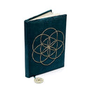 Notitieboek Fluweel Met Seed of Life Borduurwerk Petrol 20x15 cm