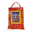 Chenrezig Thangka Print Op Brokaat Uit Nepal Klein Formaat