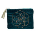 Etui Fluweel Met Seed Of Life Borduurwerk Petrol 20x15 cm