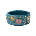 Sieradenbakje Fluweel Blauw Met Bloemen 11,5 X 4,5 Cm