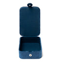 Sieraden / tarotdoos fluweel blauw met maan -- 11x15,5x5 cm