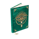 Notitieboek fluweel groen met tarot oog -- 20x15 cm