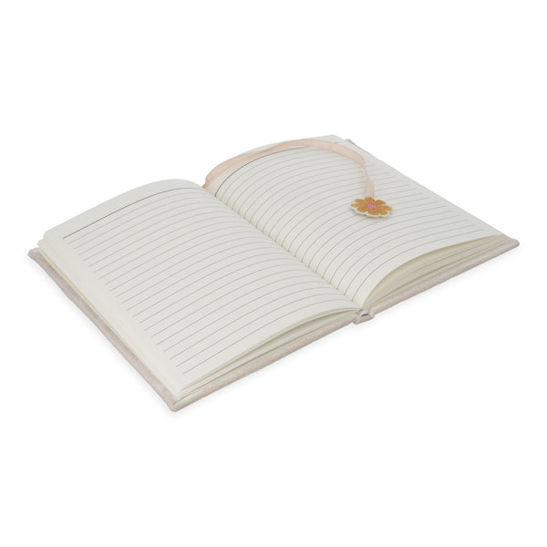 Notitieboek Fluweel Gebroken Wit Met Bloemen 20x15 cm