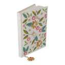 Notitieboek fluweel gebroken wit met bloemen -- 20x15 cm