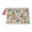 Etui fluweel gebroken wit met bloemen -- 20x15 cm