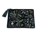 Etui fluweel donkerblauw met bloemen -- 20x15 cm