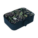 Sieraden / tarotdoos fluweel donkerblauw met bloemen -- 11x15,5x5 cm