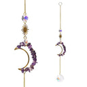 Suncatcher Maanvormig Met Amethist En Kristallen Bol ±35cm