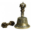 Dorje En Bel Rituele Voorwerpen Van Messing Met Antiek Finish Middelgroot