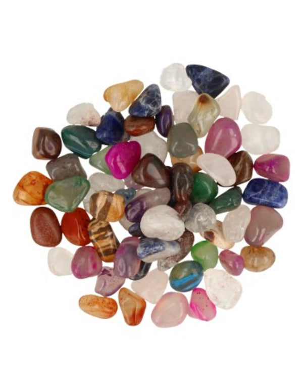 Agaat mix 100 gr. trommelstenen (bijgekleurd) (mt2)