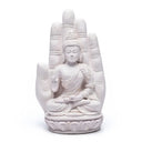 Boeddha In Hand Polyresin Wit 23 cm