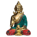 Boeddha Teaching Messing Beeld Met Mozaïek Decoratie 16 cm
