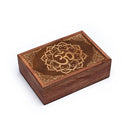 Tarotdoos Met Ohm Decoratie Van Gegraveerd Acaciahout Uit India