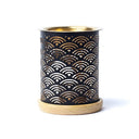 Aromafume Olieverdamper Regenboog Metalen Met Houten Onderzetter 9x8cm