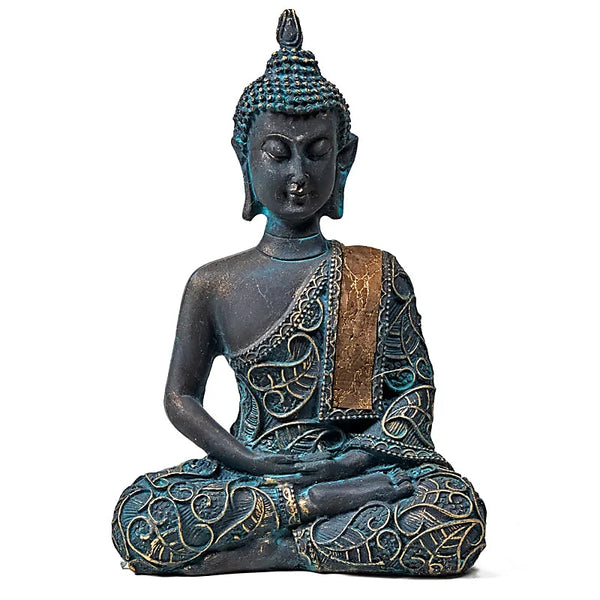 Boeddha Beeld Thais Mediterend Polyresin Zwart 10 x 6 x 15 cm
