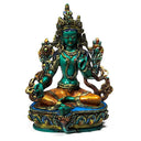 Boeddha Beeld Groene Tara Handgemaakt Handbeschilderd 15 x 12 x 8 cm