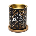 Aromafume Olieverdamper Taj Metalen Koperen Reservoir Houten Onderzetter 8x9cm