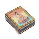 Sieradendoos Boeddha Mangohout Met Zandtekening Polyester Fluweel 13,5 x 11 cm