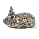 Wierookkegeltjes Brander Ganesha Rond Bladvormig Met Kleurige Inleg 11x9x3.5cm