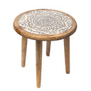 Bijzettafel Mandala Print Massief Mangohout 30x30x31 cm