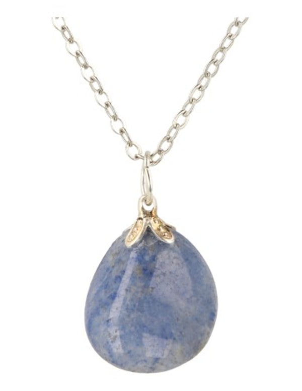 Blauwe kwarts edelsteen hanger
