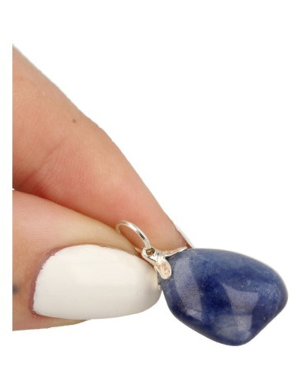 Blauwe kwarts edelsteen hanger