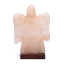 Zoutlamp Engel Op Voet Van Acaciahout 2 kg Ca. 22 x 14 cm